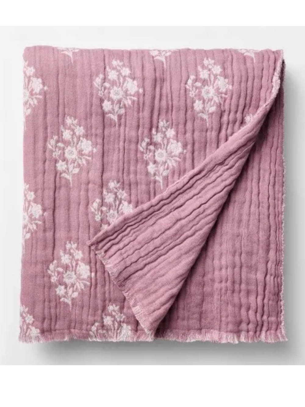 NWOT studio McGee Soft Floral Mauve 100% Cotton throw  - Lightweight Home Beddin